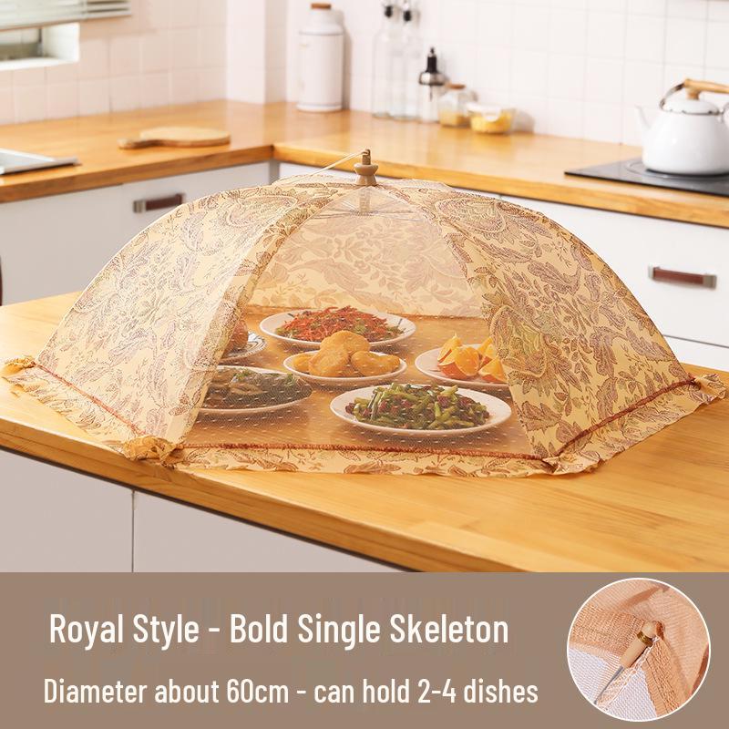 

Foldable Dustproof Mesh Food Cover - Modern Minimalist Printed Umbrella Net for Table