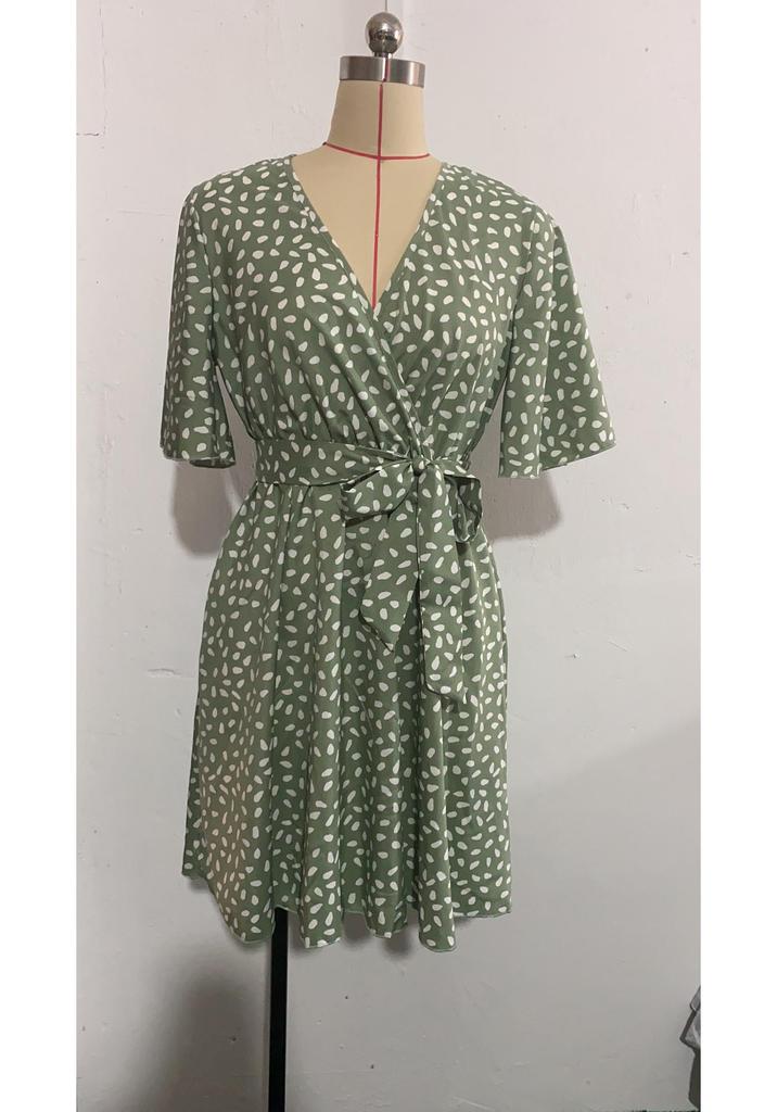 European & American 2025 Women's New Hot V-neck Slimming Short Sleeve Versatile Dress