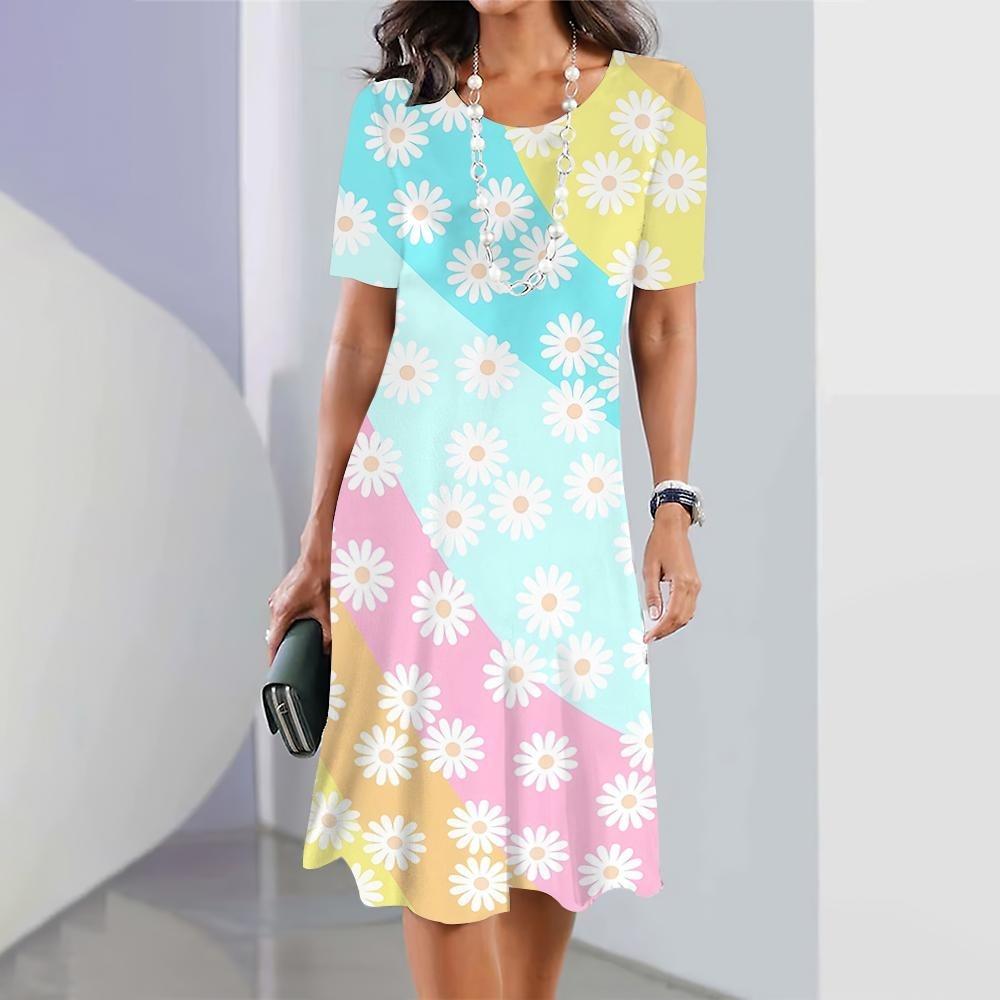 New Daisy Print Women's Dress Plus Size Elegant Long Skirt Women's Clothing