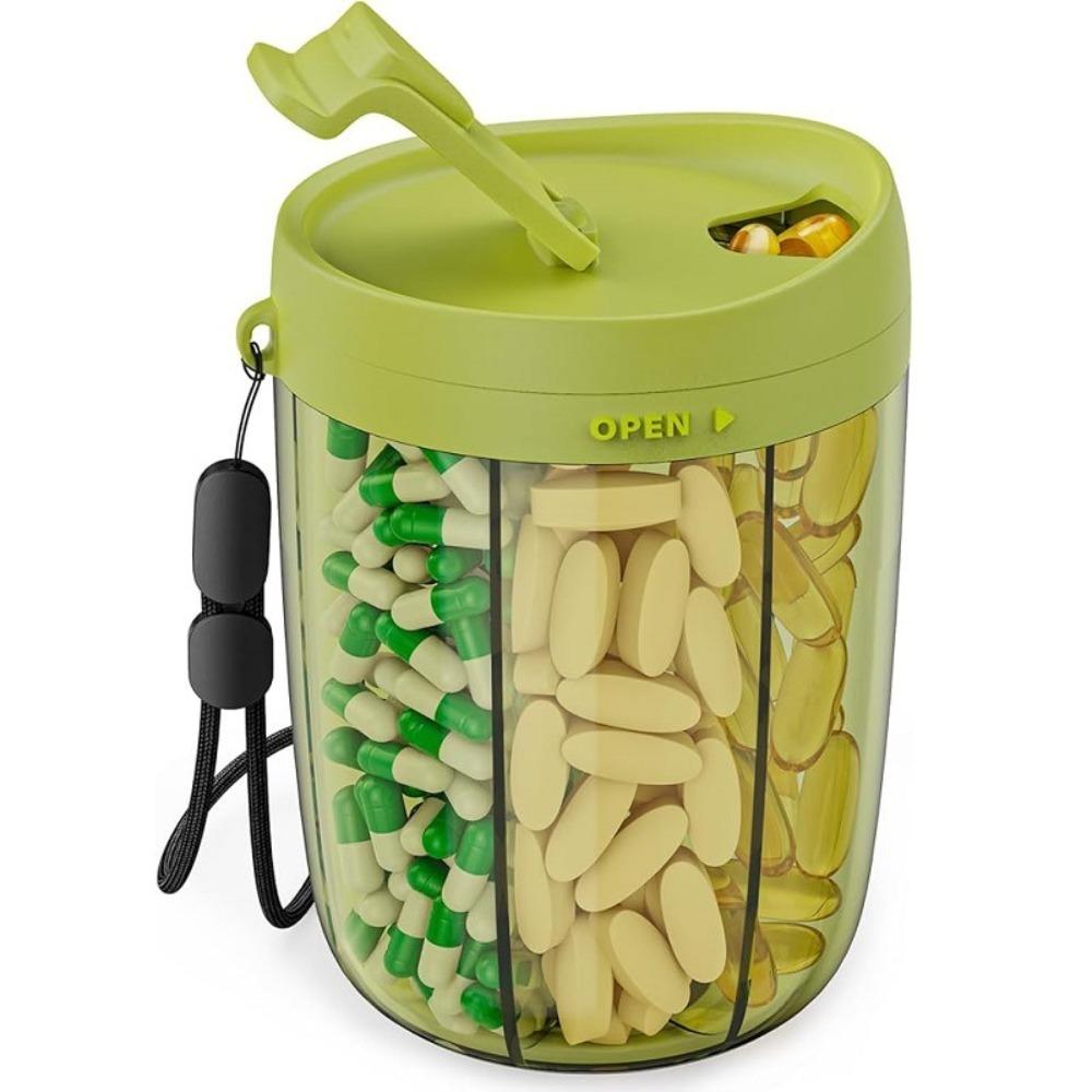 Transparent Pill Storage Containers Sealing 6 Grids Pill Dispenser Bottle Moisture-proof Pill Large Organizer for Home Office