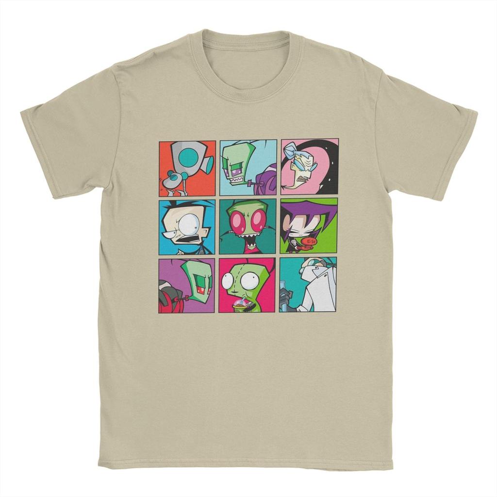 Funny Invader Zim Characters T-Shirt for Men Round Neck Pure Cotton T Shirt Short Sleeve Tees Adult Tops