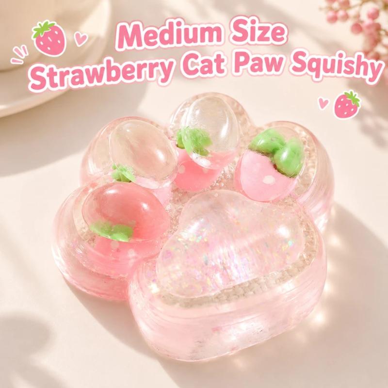 Soft Stress Balls Slow Rising Cat Paw Fruit Designs Fidget Sensory Toy For Kid Strawberry Cat Claw Creative Pinch Fun