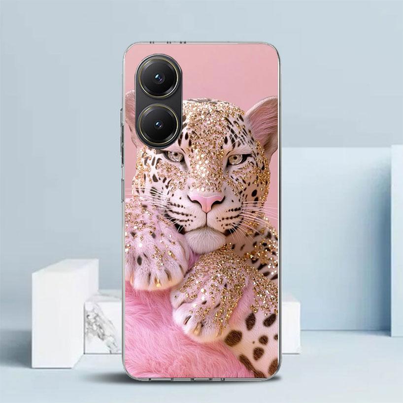 Pink Leopard Print Soft Cover for Xiaomi Poco F7 Ultra X7 X6 X5 Pro M7 Phone Case Redmi 15 15C 13 13C 12 12C 10 10C Print Shell