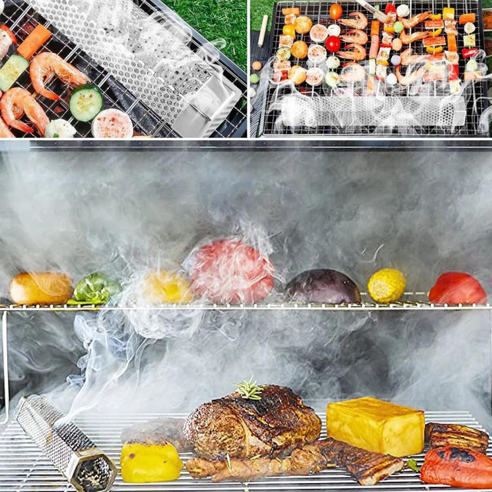 Pellet Smoker Rohr, 12 Zoll Edelstahl Holzpellets Rauchgenerator für Heiß- oder Kaltrauchfunktion Funktioniert mit BBQ Grill Smokern