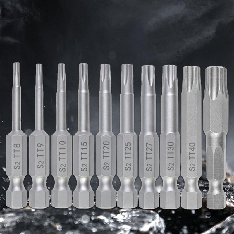 10Pcs 50mm Blossom Head Screwdriver Bit Set 1/4inch Hex Security Screwdriver Drill Magnetic Screwdriver Bit Tool