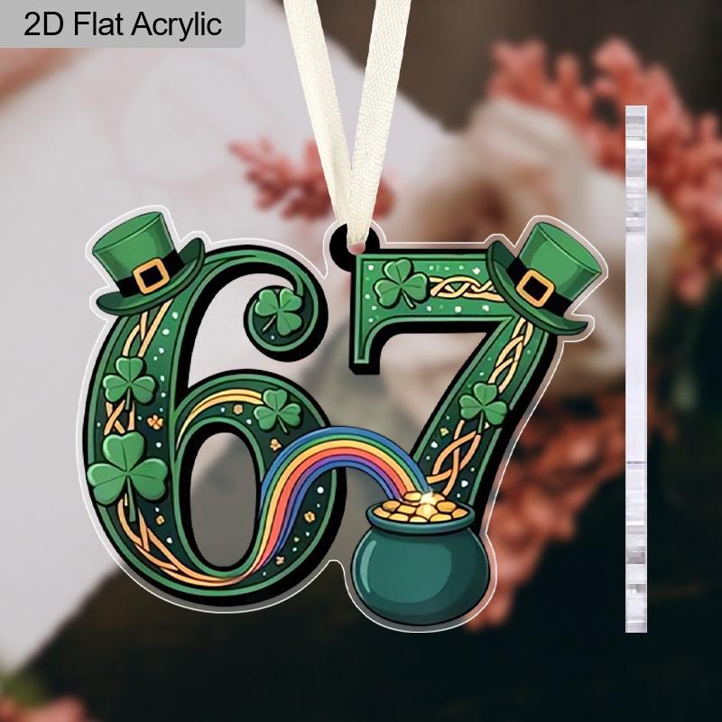 1pc St. Patrick's Day Acrylic Hanging Ornament Shamrock Hat 67 Design Window Garden Party Decoration Gift