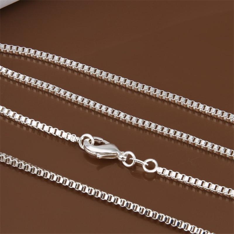Silver-Plated 2mm Box Chain Necklace – Simple European & American Style with Personality Pendant