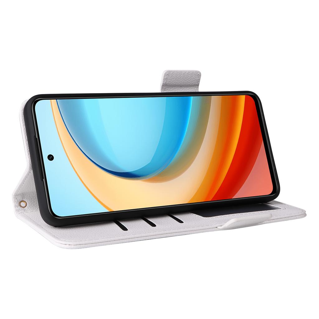 Für ZTE Blade A75 5G/nubia Focus Hülle mit Handschlaufe Litschi-Textur PU-Leder Brieftasche Handyhülle