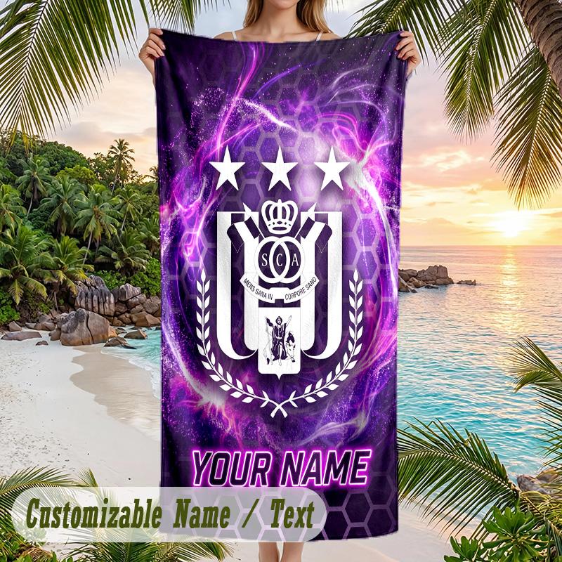 Beach Towel Anderlecht FC Print Custom Name Text Soft Towel for Swimming Pool