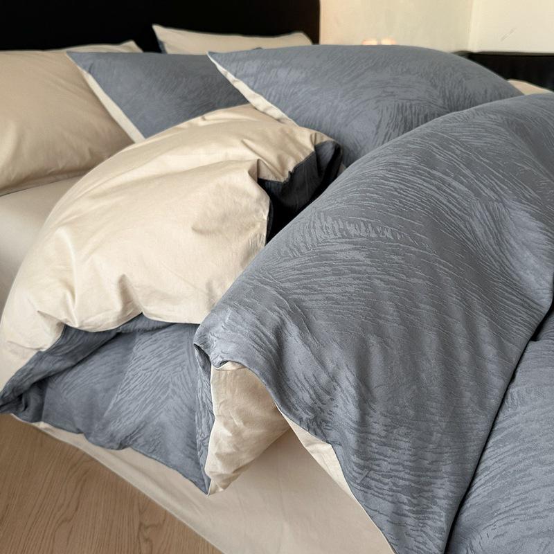 Elegant 3D Jacquard Cotton 4-Piece Bedding Set for Dorms