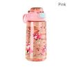 Portable 550ML Water Bottle Cartoon Print Leak Proof Drinking Bottle with Straw Anti-fall Water Cup for Students