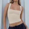 Canottiera aderente con scollo quadrato Y2K - Top sexy da donna trendy europeo e americano