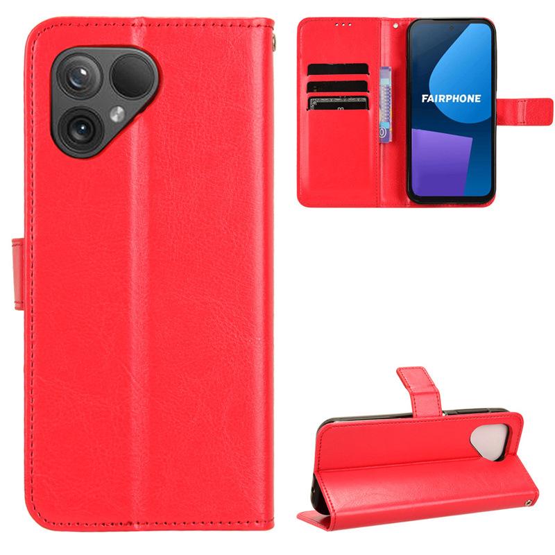 Fairphone 5/6 Leather Flip Case with Card Slot and Lanyard