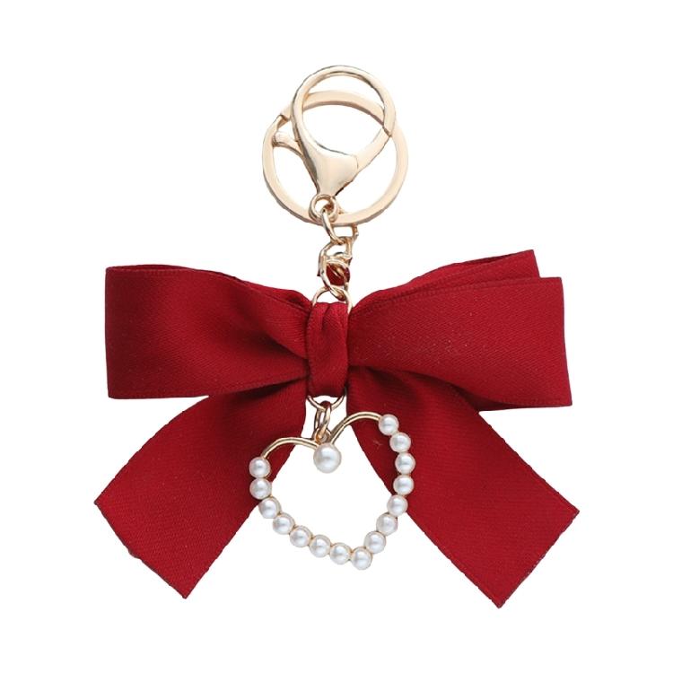 Lightweight Pearls Heart Ribbon Bowknot Keychain Accessory Crafted From High Quality Materials For Long Lasting Use