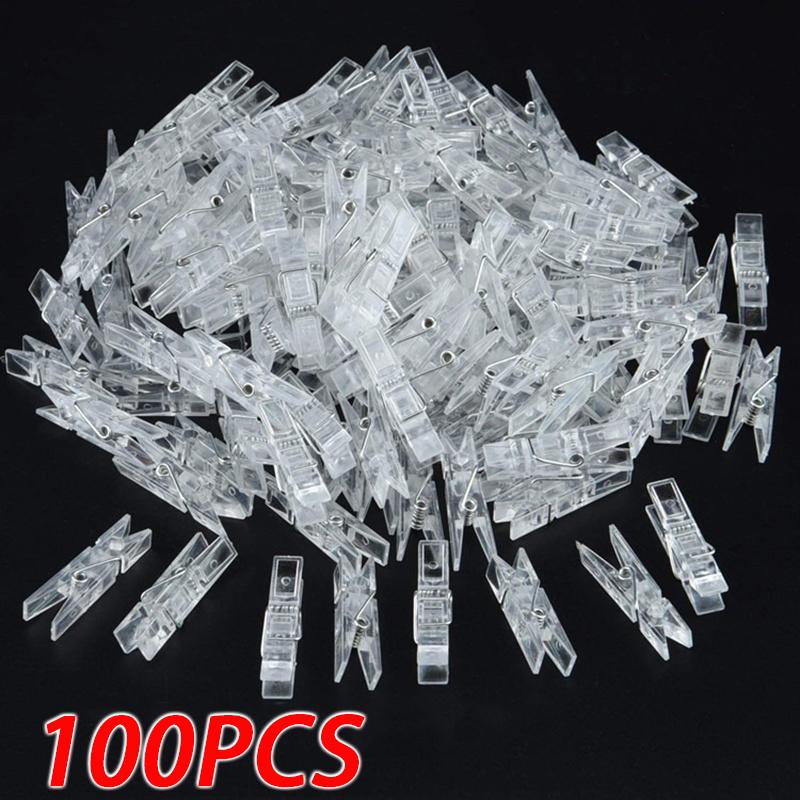 100/50 PEZZI Clip Foto Mini in Plastica Mini Mollette Trasparenti per Foto Fai da Te Decorazione Matrimonio Festa YFJ008