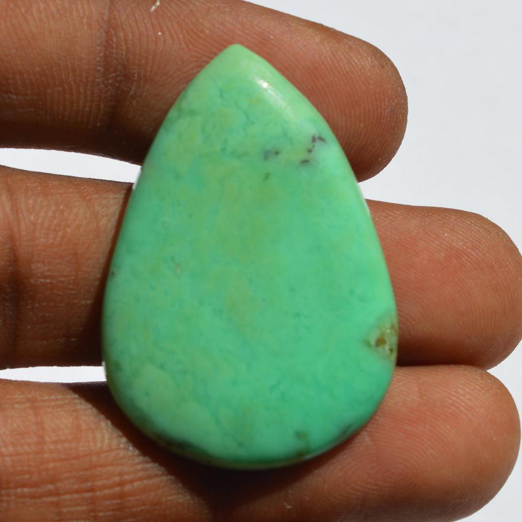 Natural Chrysoprase Gemstone Cabochon - Loose Semi Precious Stone 33 Carats Pear Shape 37x26 Mm, Jewelry Craft Supply