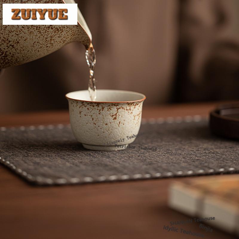 80ml Coarse Pottery Teacup Vintage Tea Bowl Beautiful Tea Cup Tea-tasting Personal Cup Chazhan Master Cups Cafes Decoration