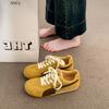 Flat-bottomed Dexun shoes women's 2025 new spring retro color matching yellow Forrest Gump shoes children's sports and leisure board shoes