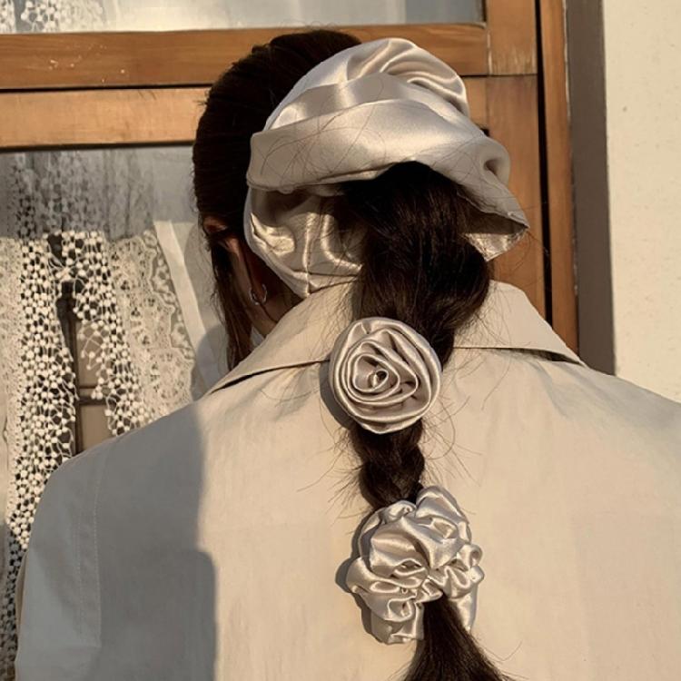 Princess Scrunchies Ribbon Hair Tie Silky Scrunchies Cute Rosettes Hair Holder