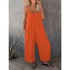 Women's V Neck Sleeveless Loose Fit Jumpsuit Solid Color Pocket Elegant Summer Polyester Wide Leg Romper