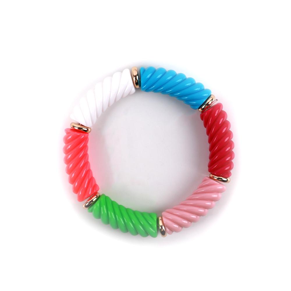 Bohemain Acrylic Twist Bamboo Stack Elastic Bracelets for Women Men 2025 Colorful Resin Tube Beads Bracelet Bangle Jewelry Gift