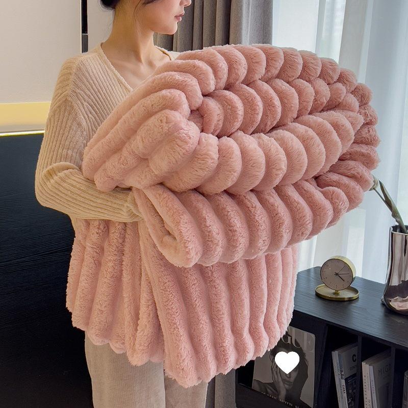 G5Z Heavyweight Rabbit Fur Plush Blanket - Velvet Flannel Baby & Sofa Throw for Winter