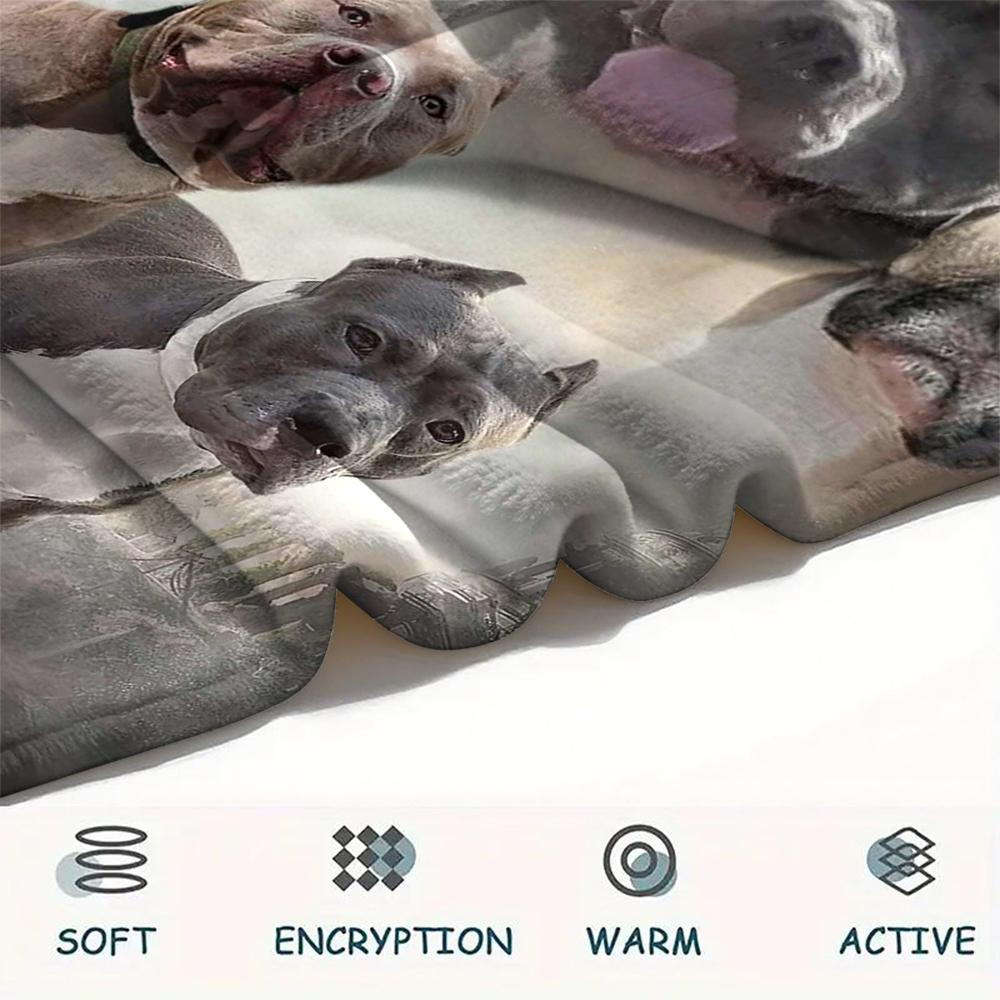 1Pc Pitbull Print Flannel Blanket, High quality Comfortable for All Seasons, Home Decor, Warmth and Comfort, Perfect for Christmas Gifts