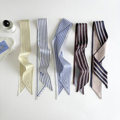 Striped Long Hair Strip Spring Decorative Belt Fashion Small Neck Scarves  Lady Hair Tie