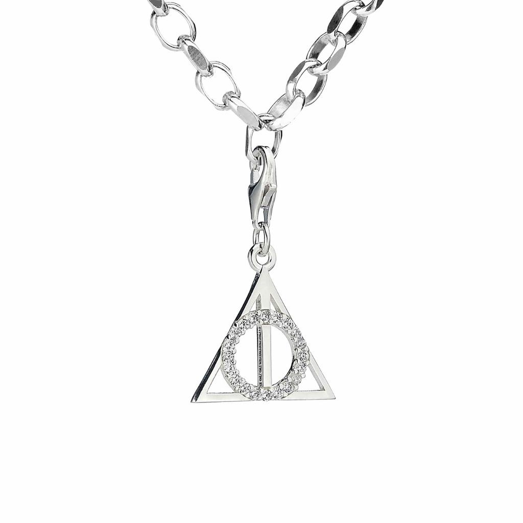 Harry Potter Sterling Silver Deathly Hallows Clip On Charm with Crystals