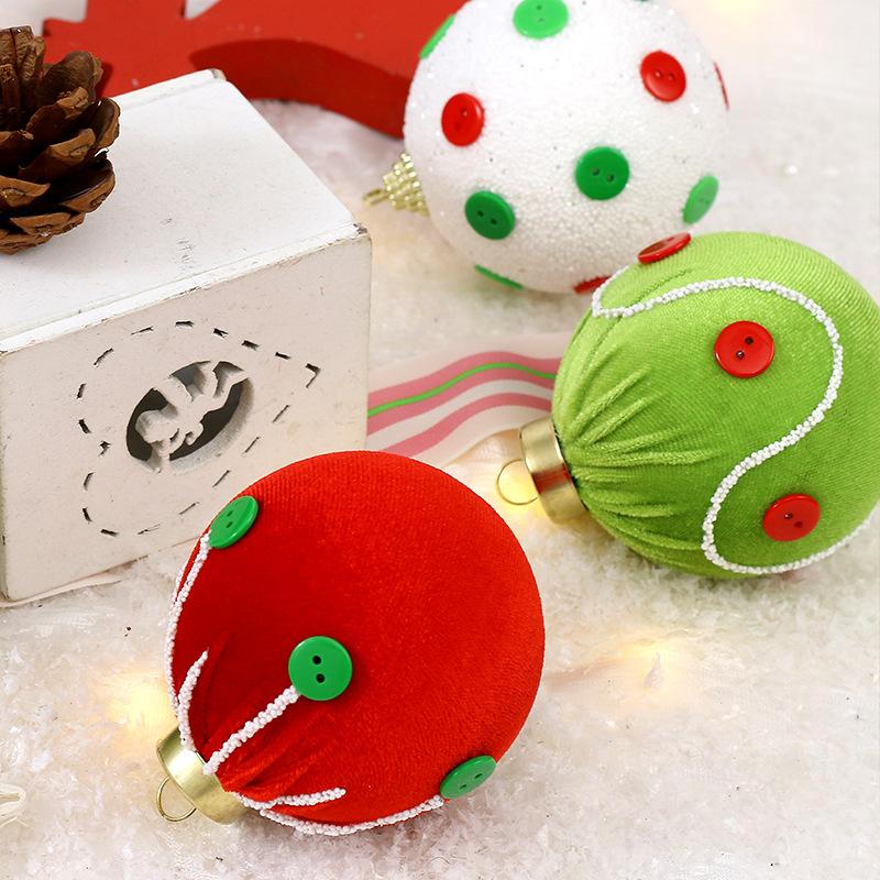 8Cm Christmas Balls Christmas Tree Ornaments Velvet Xmas Balls Button Sequins Luxury Xmas Balls Christmas Home Decorations