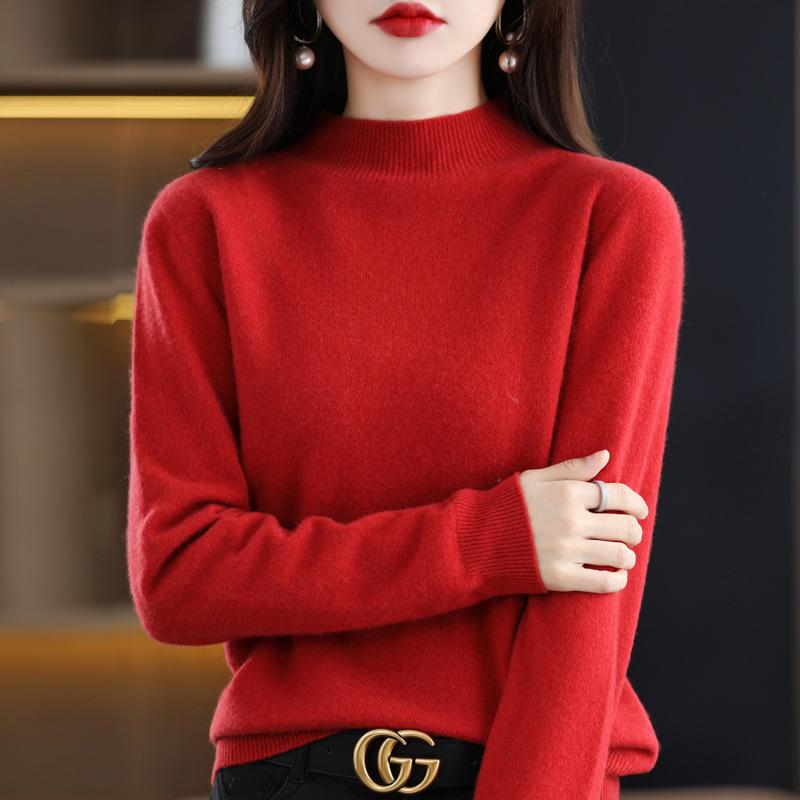 Autumn Winter Women Knitted Turtleneck Sweater Casual Loose Bottomed Knit Sweater
