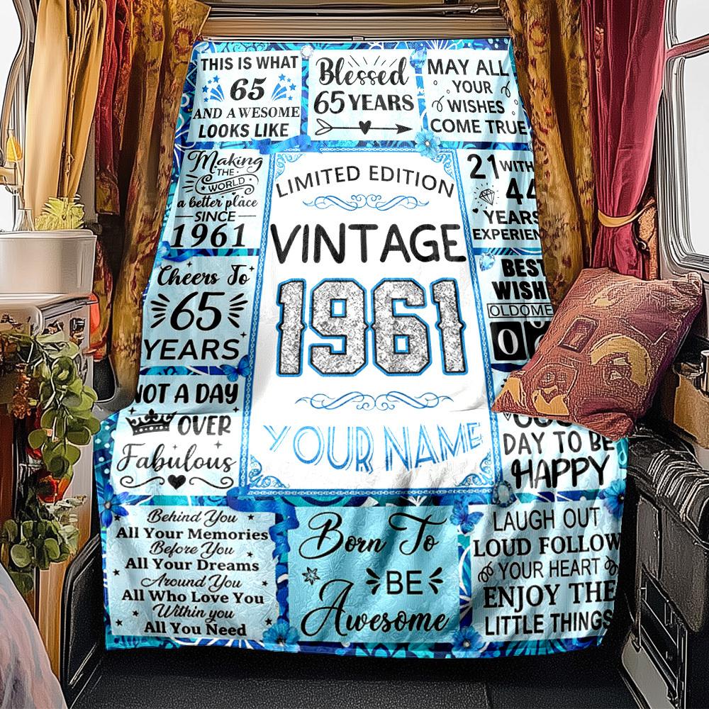 Retro Style For 65Th Birthday In 1961 Multipurpose Blanket Soft Cozy For Sofa Couch Office Bed Picnics Ideal For All Seasons Digital Print Perfect