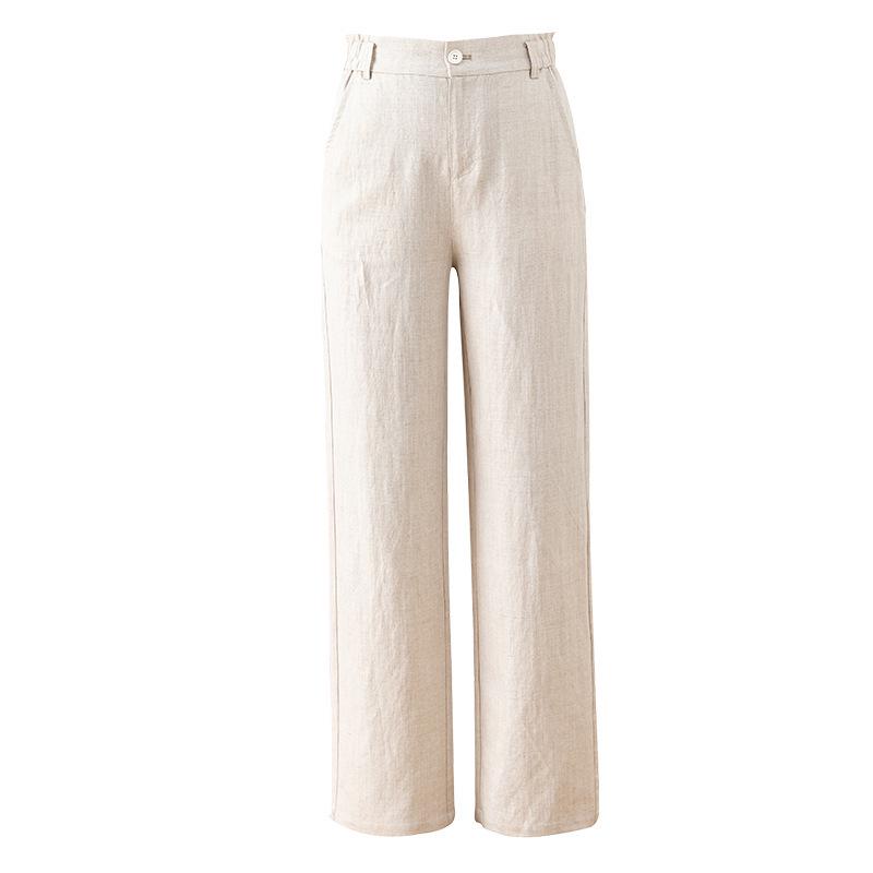 Guang Mei Women s Breathable Linen Wide-Leg Petite Pants - Summer Casual Drape Tencel 2026 Size 32