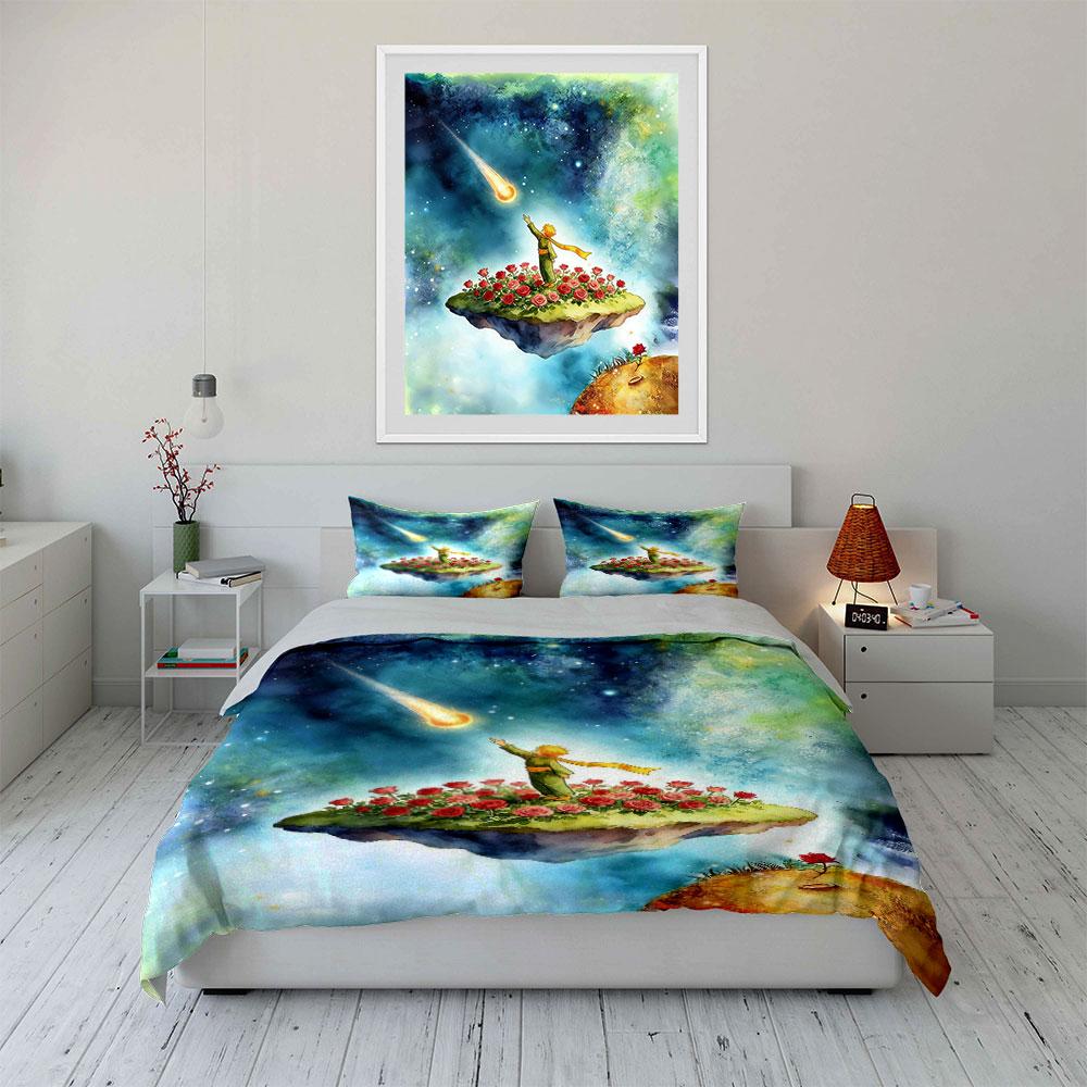 Planet, roses, meteor, figure. Bedding sets Duvet cover sets Duvet covers Pillowcases(1 * Duvet Cover 2 * Pillowcases, without duvet insert)