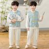 Kinder Hanfu Set: Jungen Chinesischer Tang-Anzug mit Stehkragen, Dreiteiliges Outfit