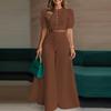 ZANZEA Women Short Sleeve Cropped Tops and Wide Leg Pants Casual Two Piece Suit Sets