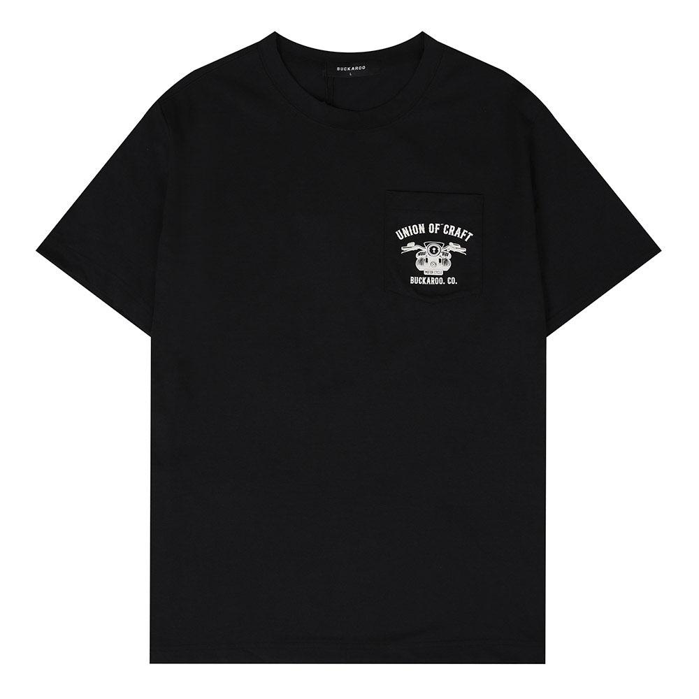 Burkeru C/P Loose Fit Chest Pocket Artwork Short Sleeve T-Shirt Black Black_M