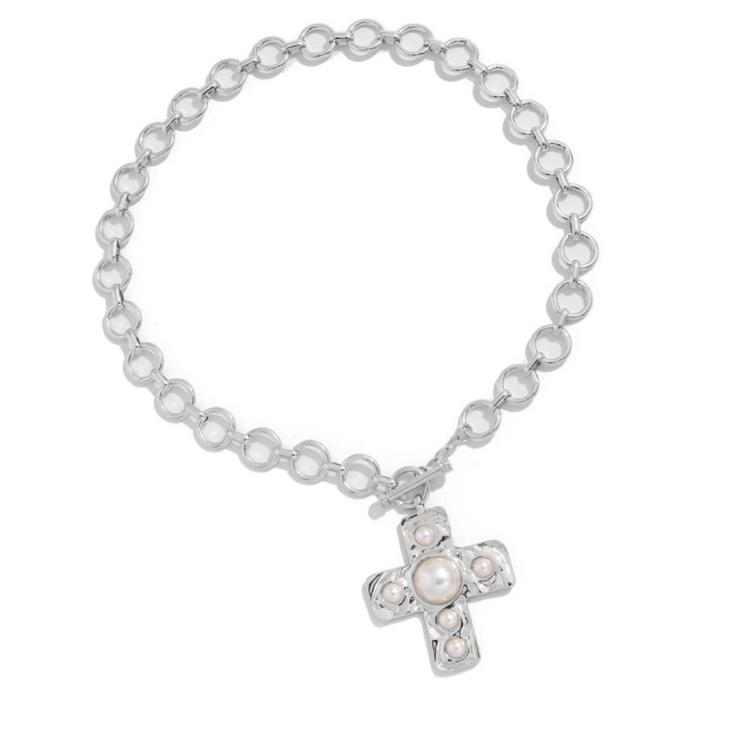 Eleagnt Hammered Crosses Necklace Stylish Chunky Crosses Necklace In Hammered Designs Women's Neck Chain Jewelry