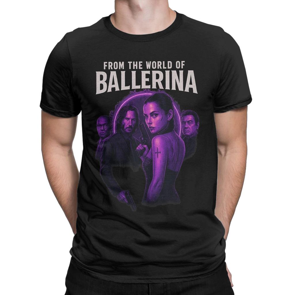 Aus der Welt von John Wick Ballerina 2025 Film T-Shirt Sommer Harajuku T-Shirts Herren 100% Baumwolle Rundhals Große Größen Oberteil T-Shirts Top
