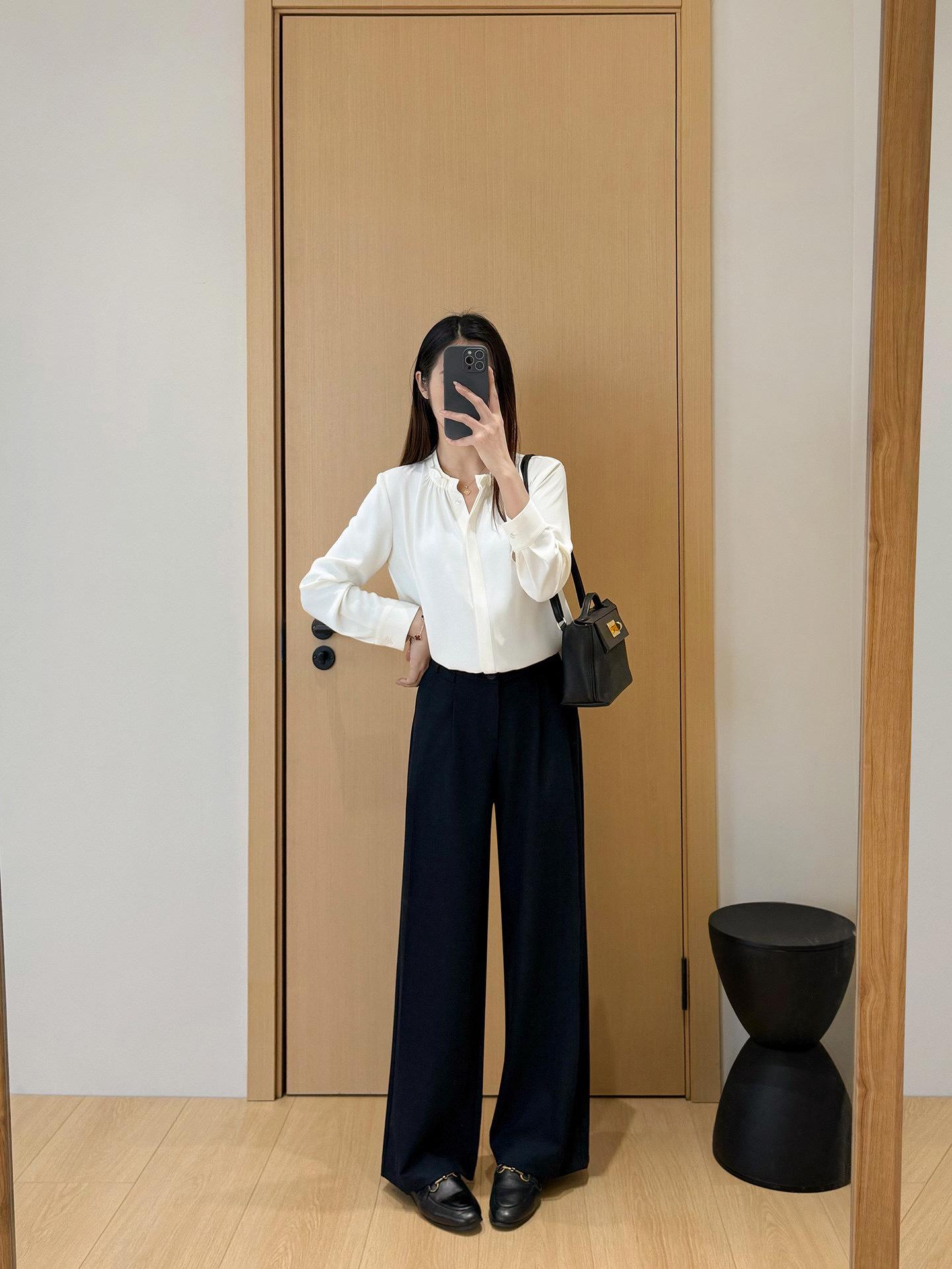 

High-Intelligence Cupro Wool High-Waisted Wide-Leg Trousers for Women XL: up to 70 kg
