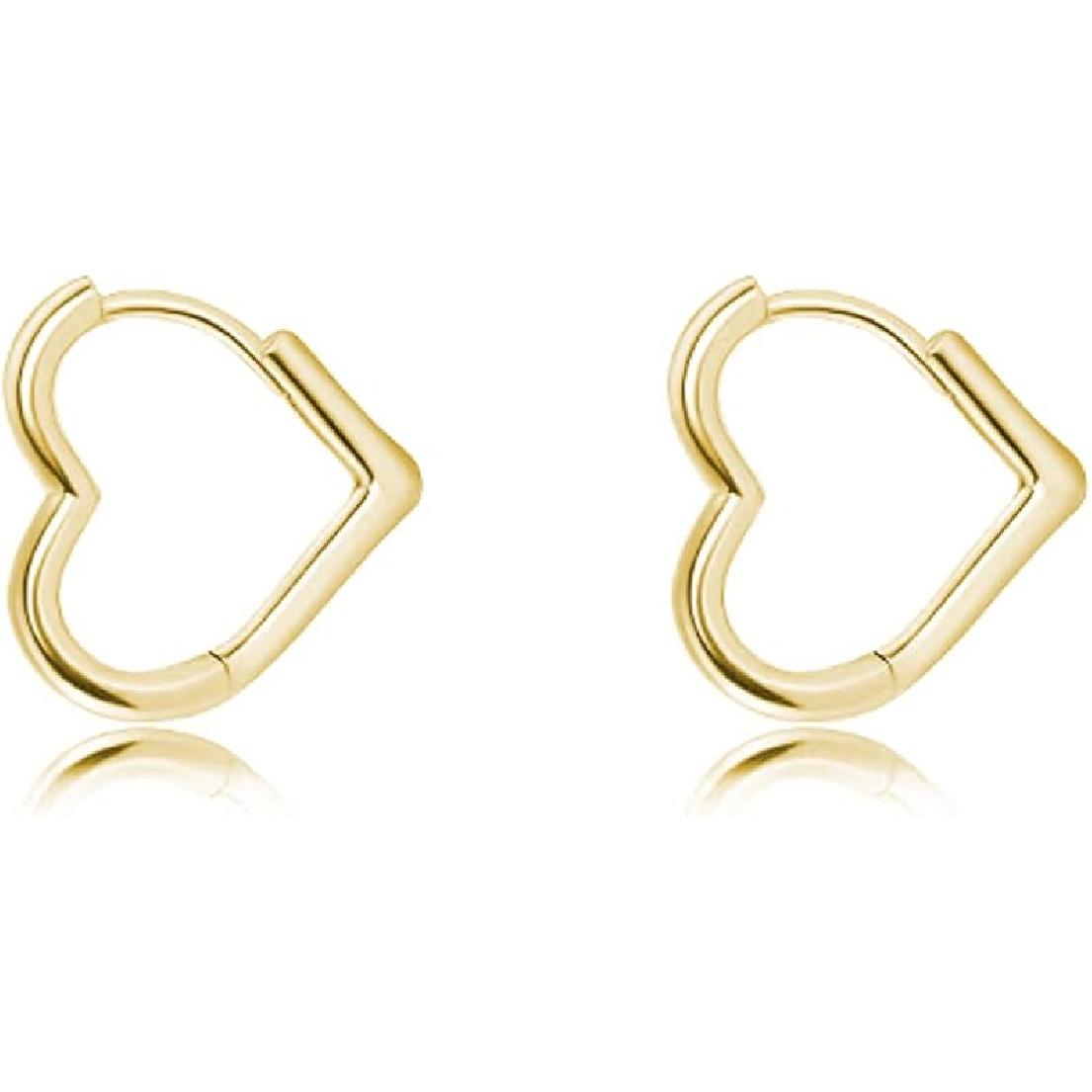Золотые Серьги-Кольца с Сердечками для Женщин Золотые Толстые Массивные Серьги-Кольца Сердечки Huggies для Женщин Ювелирные Подарки G