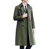 Men Windbreaker Lapel Long Sleeve Double Breasted Mid-Length Coat Solid Color Casual Business Outerwear