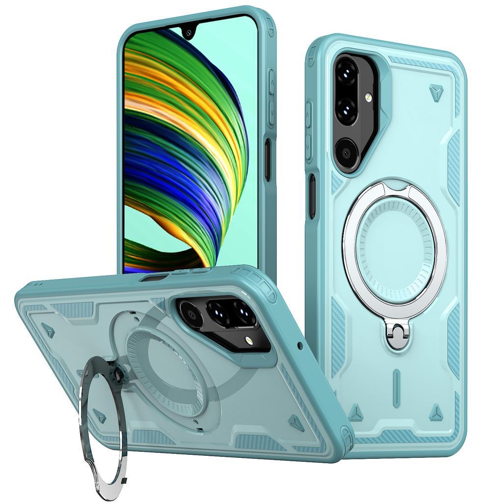 Para Samsung Galaxy M16 F16 M56 F56 Capa Armor À Prova de Choque Suporte Magnético Giratório 360° Moldura TPU Capa de Celular de Plástico Rígido Fundas