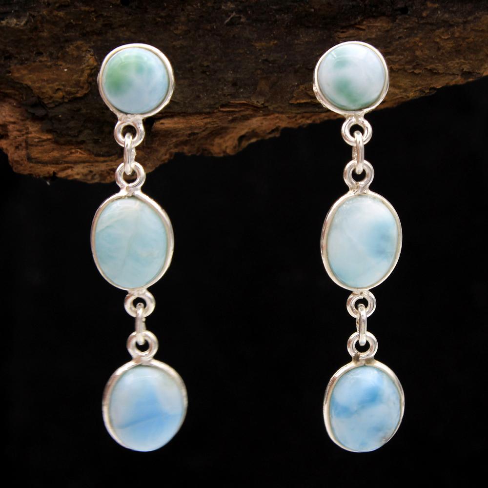 Larimar Cercei Leganți Artizanal 925 Sterling Silver Bijuterii Fine Femei Cercei