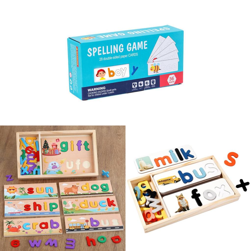 פאזל אותיות מעץ צעצוע חינוכי לילדים ללימוד בניית מילים