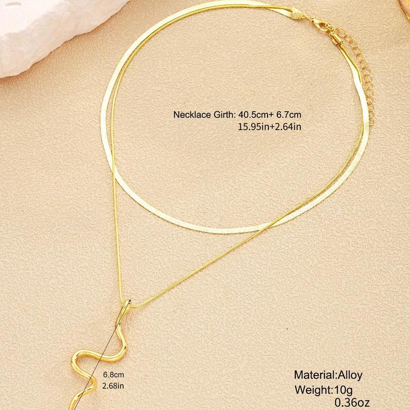 Stainless Steel Animal Pendant Retro-style Necklace, Personalized Minimalist Snake-shaped Pendant Snake Bone Chain Necklace