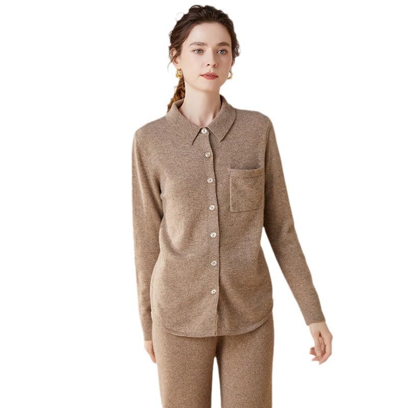 2024 Autumn/Winter Women's Cashmere Polo Collar Cardigan