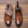 Bottes d'hiver rétro pour hommes, bottes de neige chaudes en cuir à la mode
