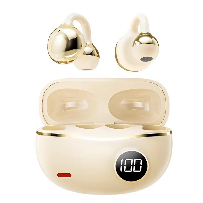 Bluetooth 5.4 Ear Clip Earphones Open Ear Headphones HiFi Stereo Sports Headsets Noise Cancellation Wireless Earbuds