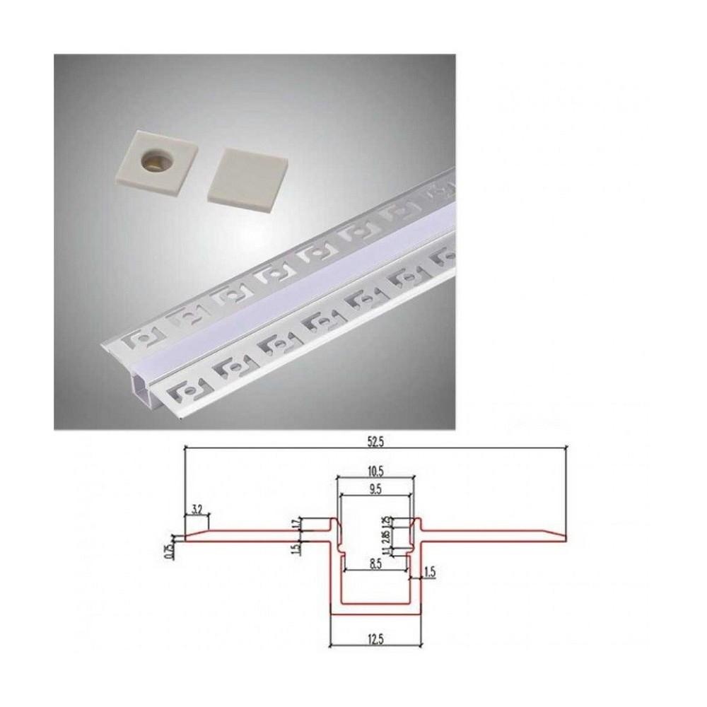 3 Profili da 2 etri (6t) in Alluinio grigio per Strisce LED